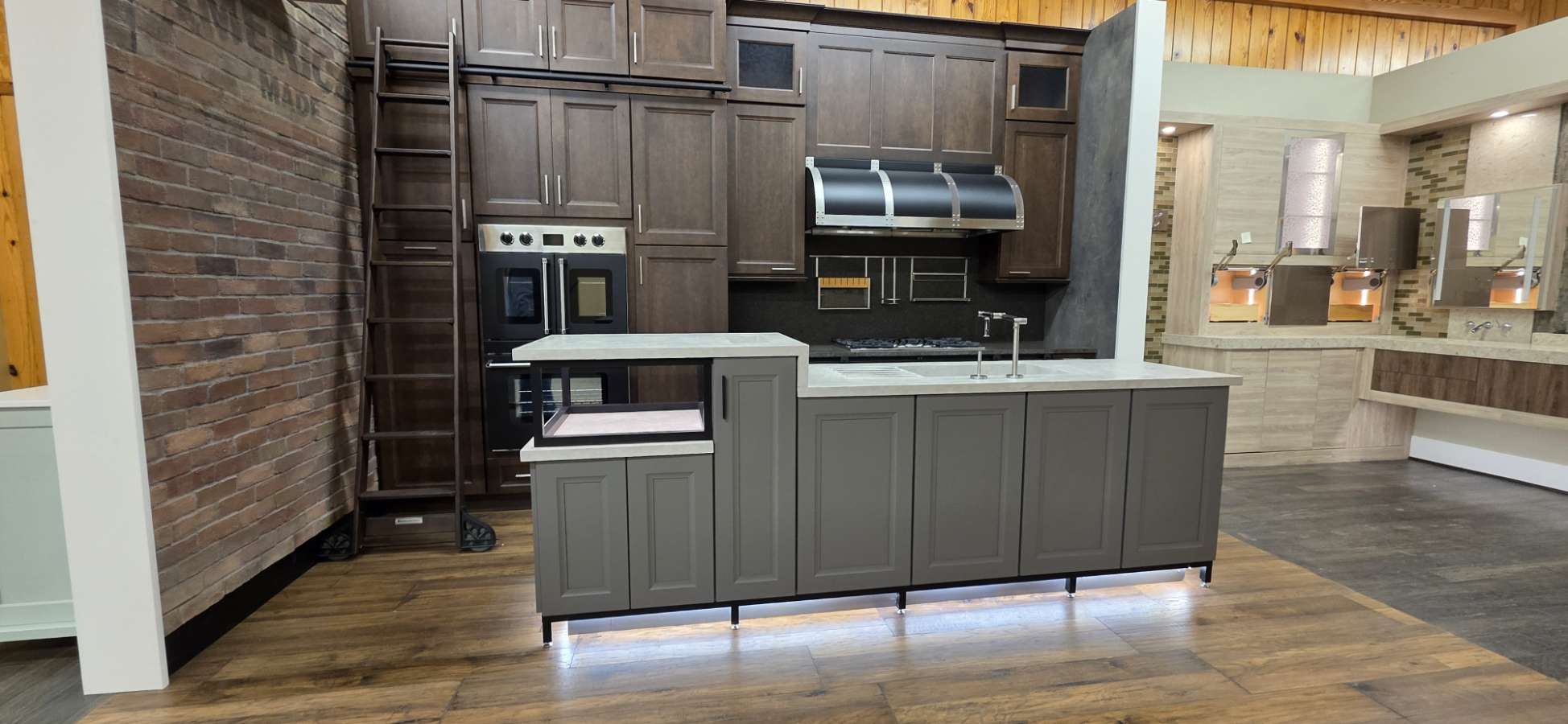 Cabinet displays at the Against the Grain showroom